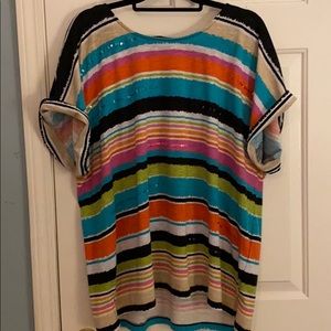 Alfred Dunner Women’s 2X Striped Sequin Tunic Top